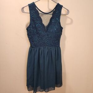 Speechless Elegant Teal Lace Short  Dress Size 3